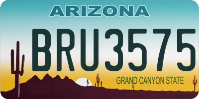 AZ license plate BRU3575