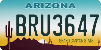 AZ license plate BRU3647