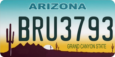 AZ license plate BRU3793