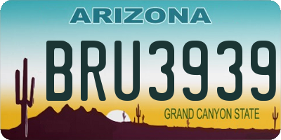 AZ license plate BRU3939