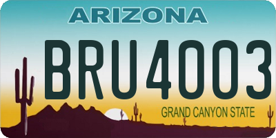 AZ license plate BRU4003
