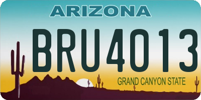 AZ license plate BRU4013