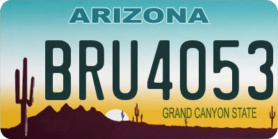AZ license plate BRU4053
