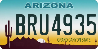 AZ license plate BRU4935
