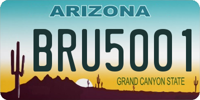 AZ license plate BRU5001