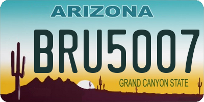 AZ license plate BRU5007