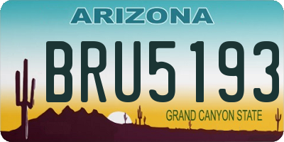 AZ license plate BRU5193
