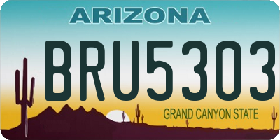 AZ license plate BRU5303