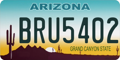 AZ license plate BRU5402