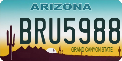 AZ license plate BRU5988