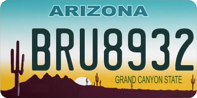 AZ license plate BRU8932