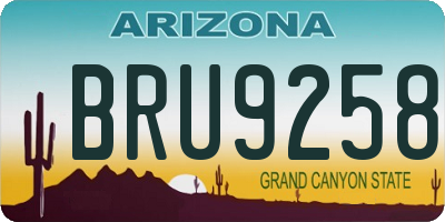 AZ license plate BRU9258