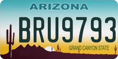 AZ license plate BRU9793