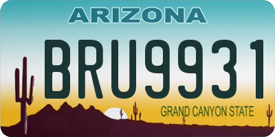 AZ license plate BRU9931