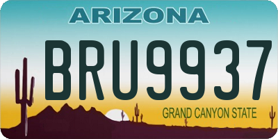 AZ license plate BRU9937