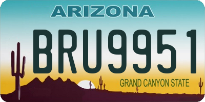 AZ license plate BRU9951