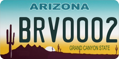 AZ license plate BRV0002