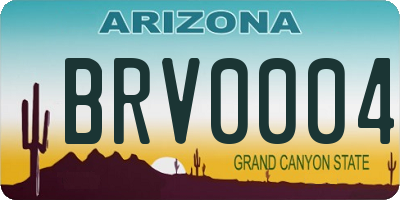 AZ license plate BRV0004
