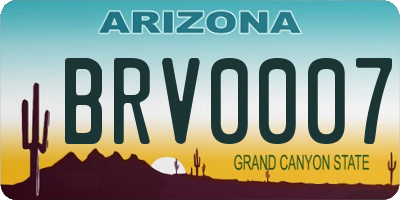 AZ license plate BRV0007