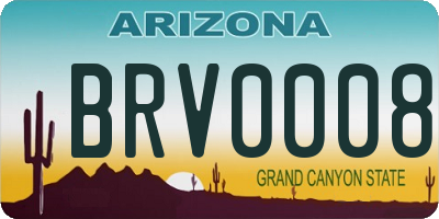 AZ license plate BRV0008
