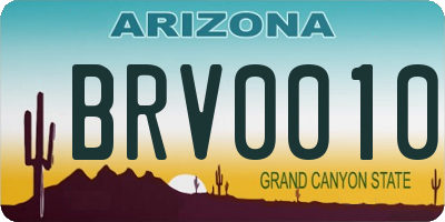 AZ license plate BRV0010