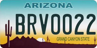AZ license plate BRV0022