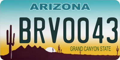 AZ license plate BRV0043