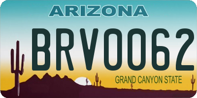 AZ license plate BRV0062
