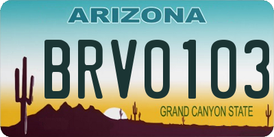 AZ license plate BRV0103