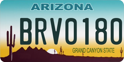AZ license plate BRV0180