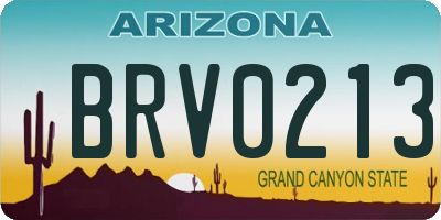 AZ license plate BRV0213