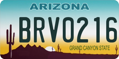 AZ license plate BRV0216