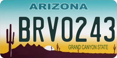 AZ license plate BRV0243