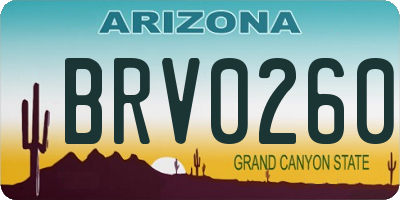 AZ license plate BRV0260