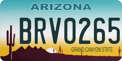 AZ license plate BRV0265