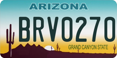 AZ license plate BRV0270