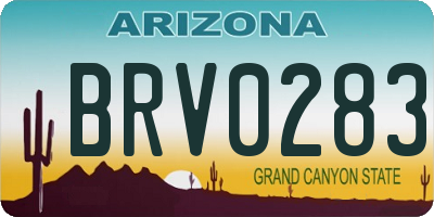 AZ license plate BRV0283