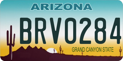 AZ license plate BRV0284