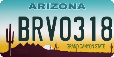 AZ license plate BRV0318