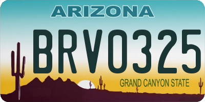 AZ license plate BRV0325