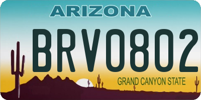 AZ license plate BRV0802