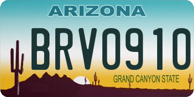 AZ license plate BRV0910