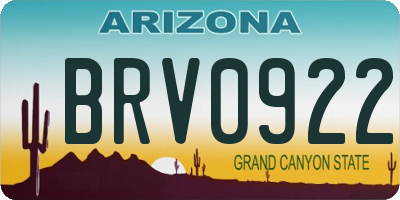 AZ license plate BRV0922