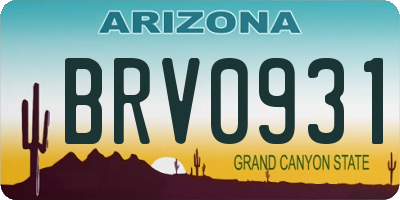 AZ license plate BRV0931