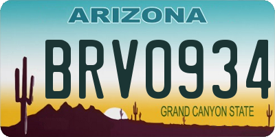 AZ license plate BRV0934