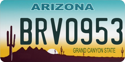 AZ license plate BRV0953