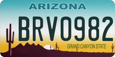 AZ license plate BRV0982