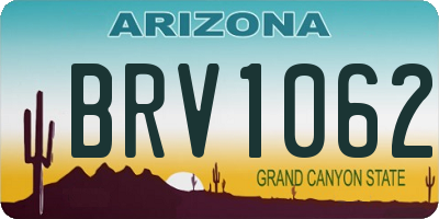 AZ license plate BRV1062