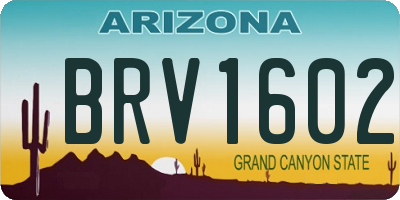 AZ license plate BRV1602