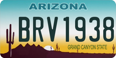 AZ license plate BRV1938